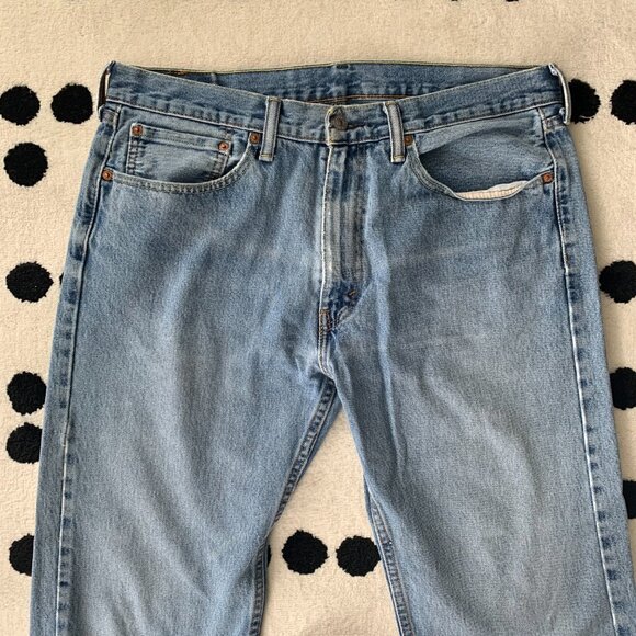 Levi's 505 Regular Fit Distressed Light Wash Denim Straight Leg Jeans - Picture 3 of 15